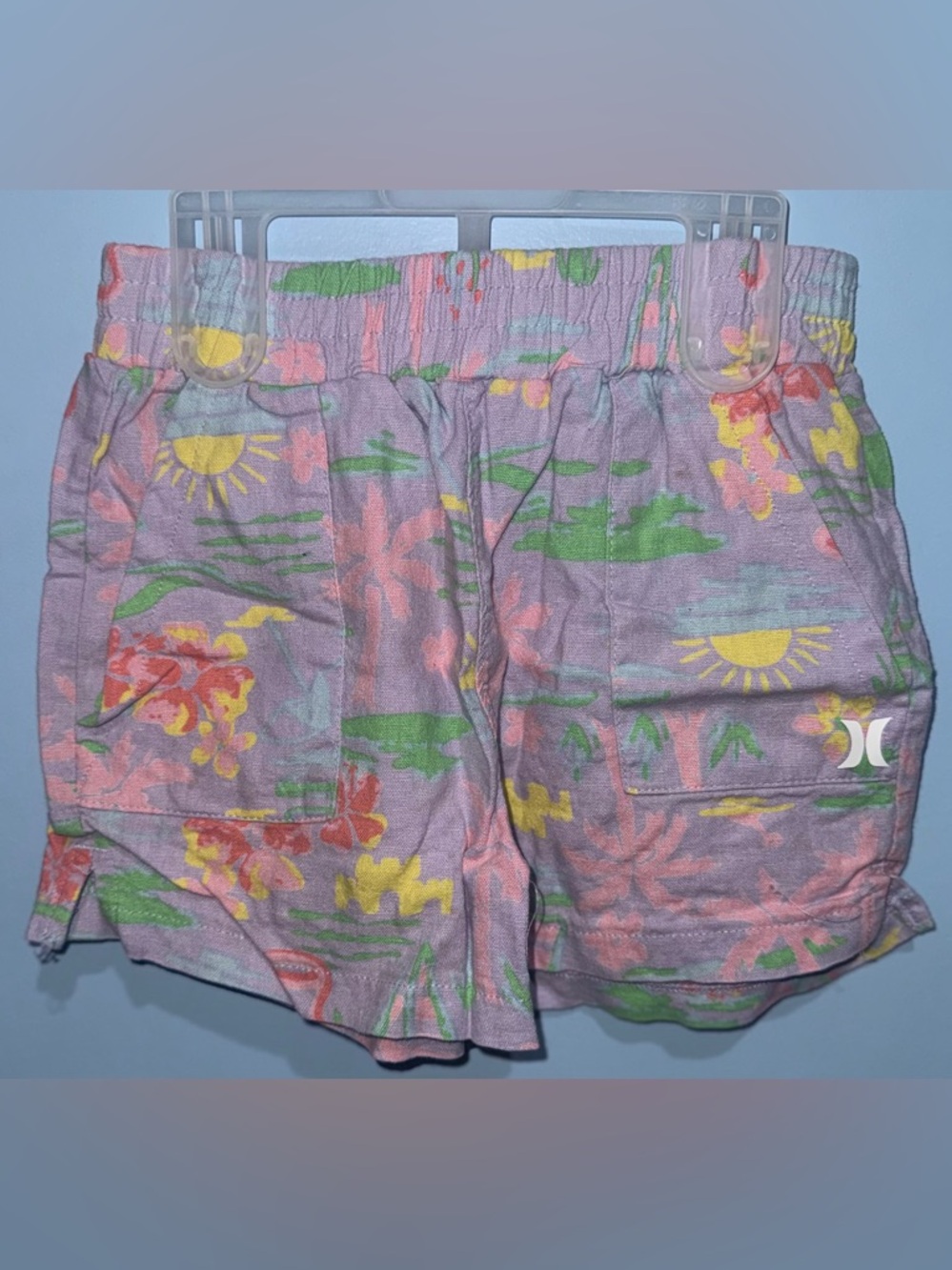 Hurley Lavender Pink Tropical Print Pull-On Shorts